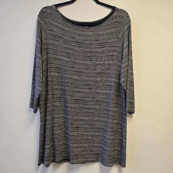 J. Jill Wearever Collection Striped Black & White 3/4 Sleeve Tunic Top Womens Si - Picture 1 of 8